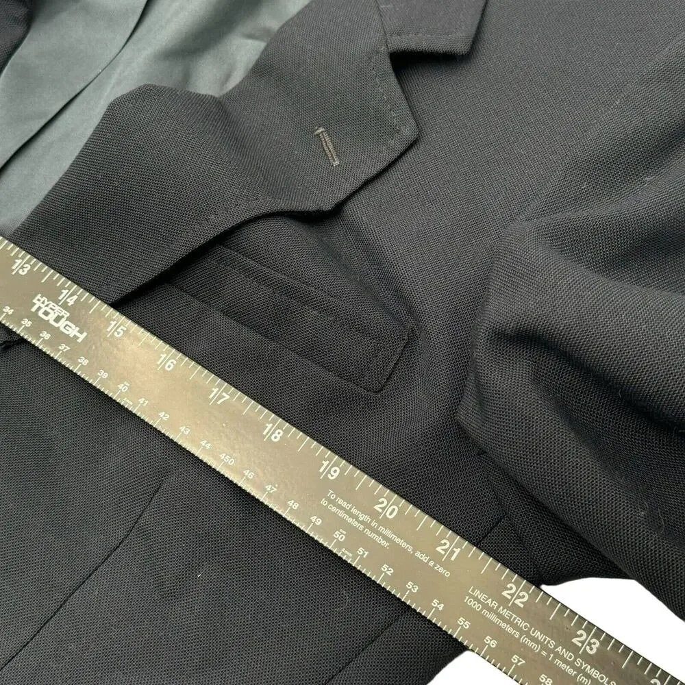 Vintage Arnie 42 XL‎ Wool Sport Coat Jacket Black Blazer Gold Umbrella Buttons